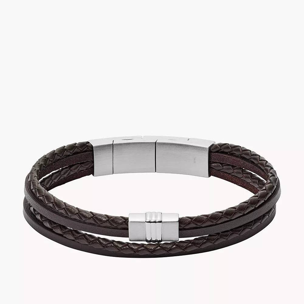 Fossil bracelet Brown Multi-Strand Braided Leather
