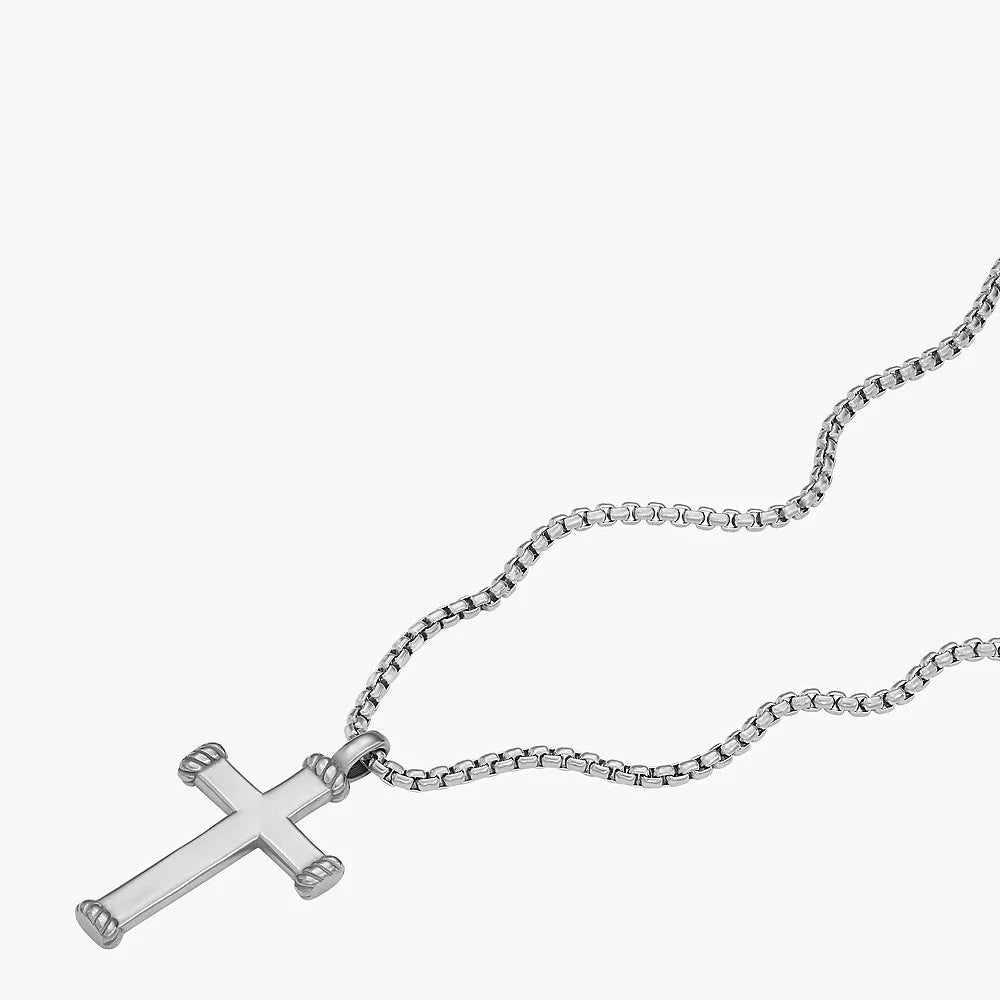FOSSIL STAINLESS STEEL CROSS PENDANT