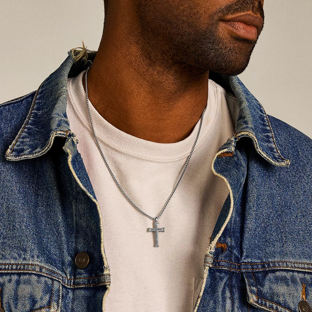 FOSSIL STAINLESS STEEL CROSS PENDANT