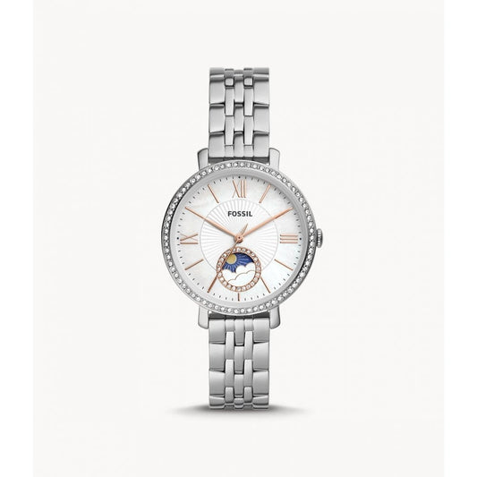 Jacqueline Sun Moon Multifunction Stainless Steel Watch