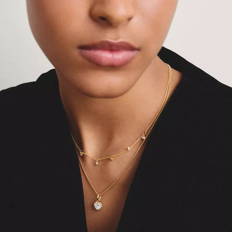 Thomas Sabo 18ct Gold on Silver White Zirconia Necklace