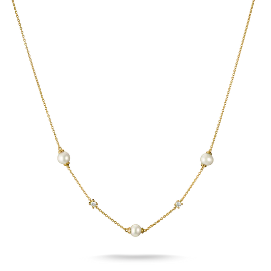 Thomas Sabo 18ct Gold on Silver Pearl & White Zirconia Necklace