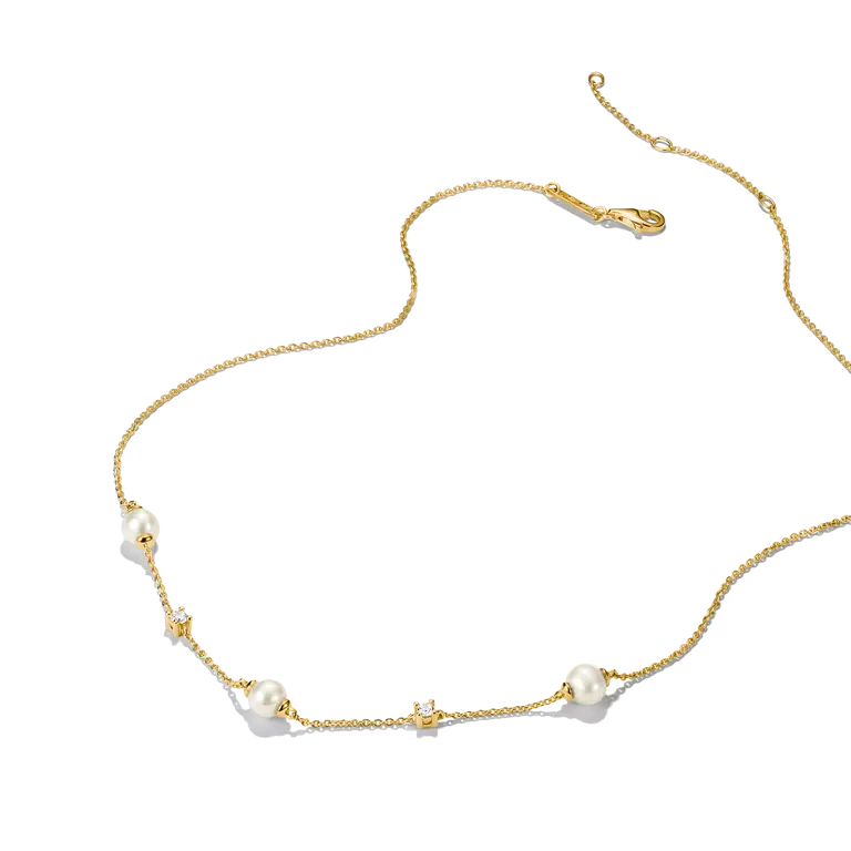 Thomas Sabo 18ct Gold on Silver Pearl & White Zirconia Necklace