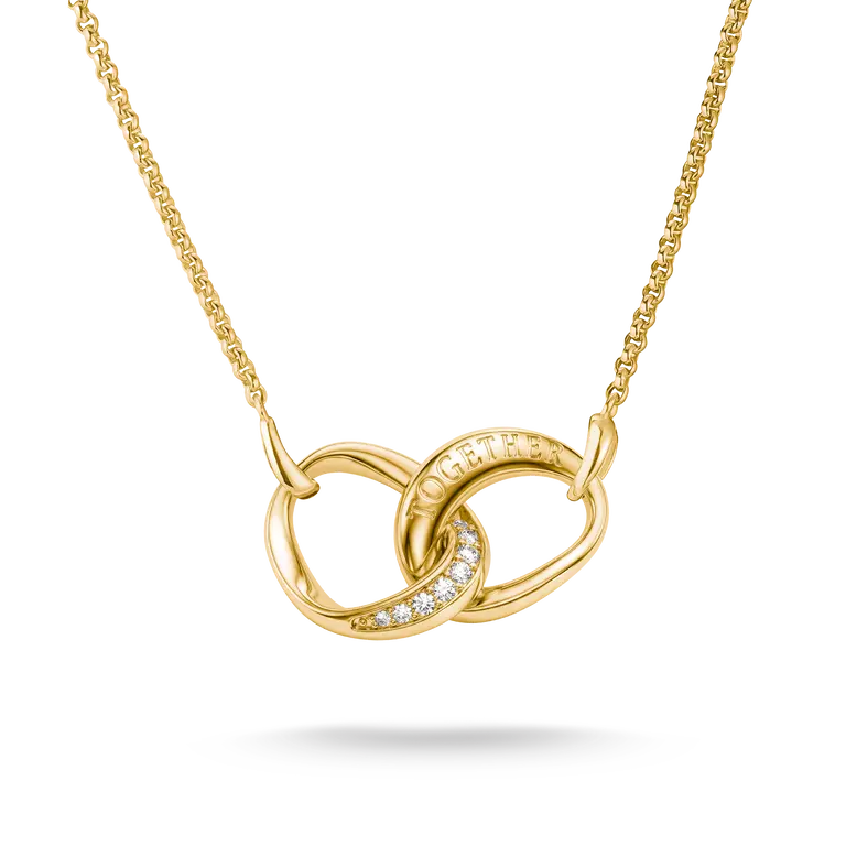 Thomas Sabo 18ct Gold on Silver 'Together' Intertwined Ring Necklace with White Zirconia