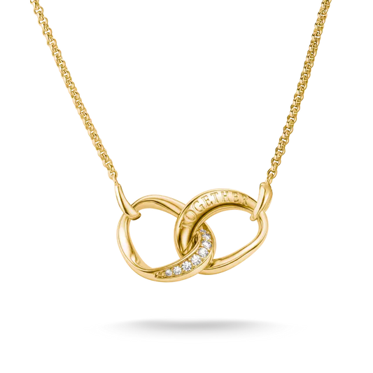 Thomas Sabo 18ct Gold on Silver 'Together' Intertwined Ring Necklace with White Zirconia