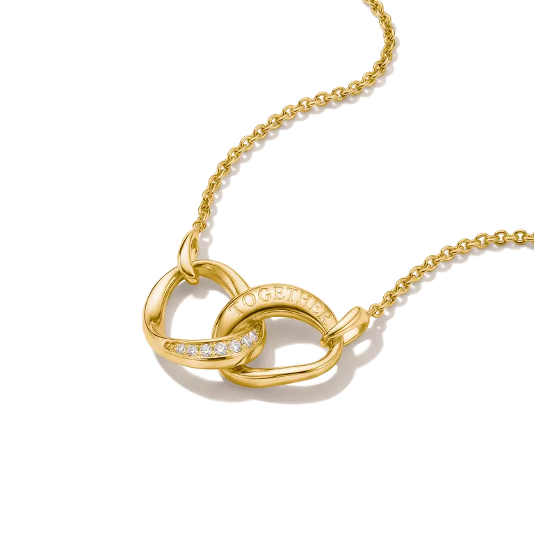 Thomas Sabo 18ct Gold on Silver 'Together' Intertwined Ring Necklace with White Zirconia
