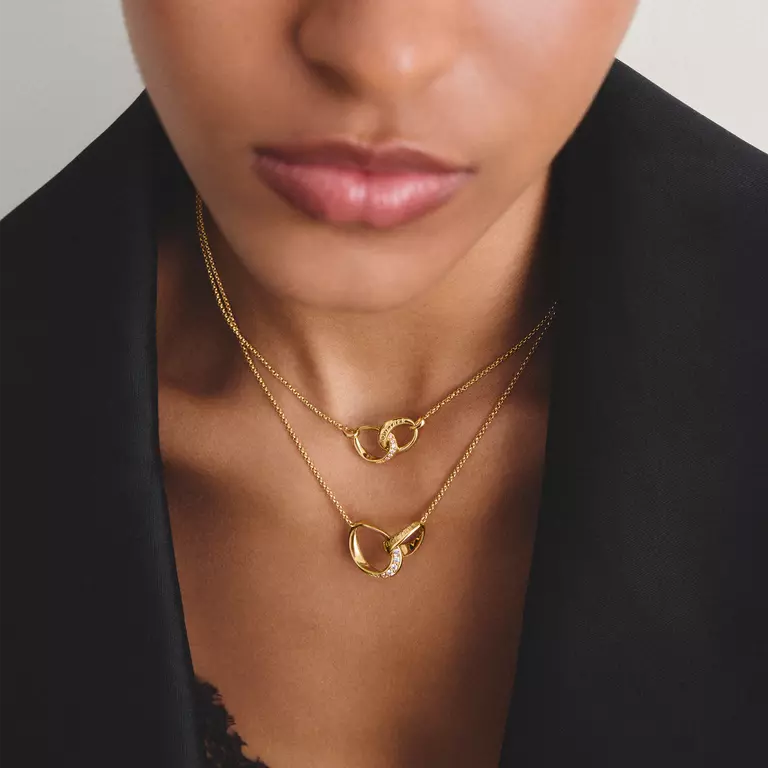 Thomas Sabo 18ct Gold on Silver 'Together' Intertwined Ring Necklace with White Zirconia