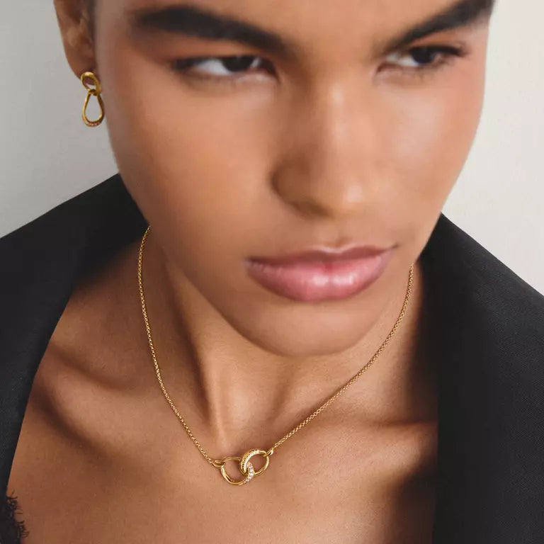 Thomas Sabo 18ct Gold on Silver 'Together' Intertwined Ring Necklace with White Zirconia