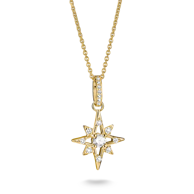 Thomas Sabo 18ct Gold on Silver Star Necklace with White Zirconia