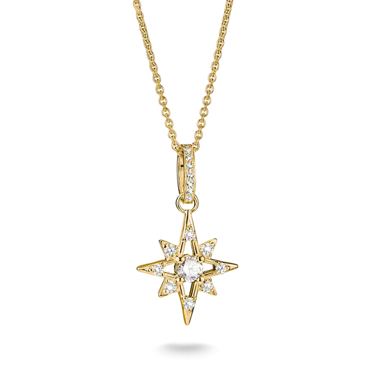 Thomas Sabo 18ct Gold on Silver Star Necklace with White Zirconia