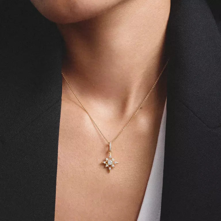 Thomas Sabo 18ct Gold on Silver Star Necklace with White Zirconia