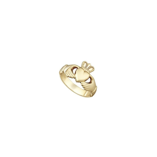 LADIES 14K YELLOW GOLD HEAVY CLADDAGH RING 
