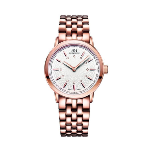 LADIES 88 RUE DU RHONE DOUBLE 8 ORIGIN 35MM ROSE GOLD STAINLESS STEEL DIAMOND BRACELET WATCH