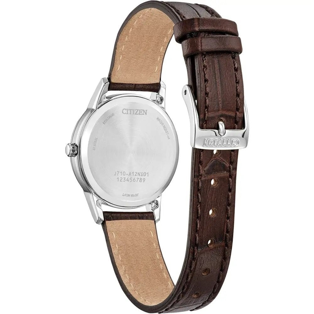 LADIES BROWN LEATHER STRAP ECO DRIVE WATCH