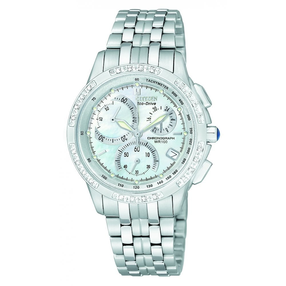 LADIES CITIZEN CALIBRE CHRONOGRAPH STAINLESS STEEL DIAMOND WATCH