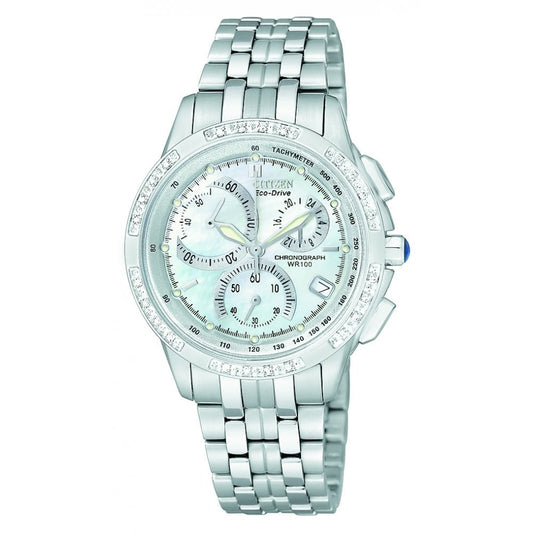 LADIES CITIZEN CALIBRE CHRONOGRAPH STAINLESS STEEL DIAMOND WATCH