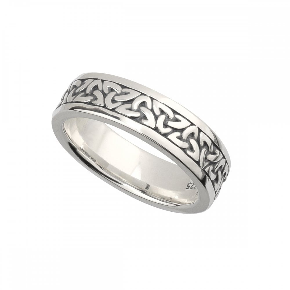 LADIES SILVER OXIDISED TRINITY KNOT RING 