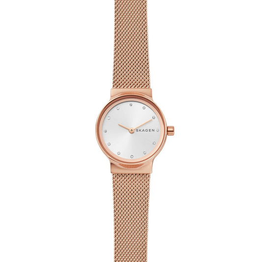 LADIES SKAGEN FREJA ROSE GOLD STAINLESS STEEL MESH BRACELET WATCH