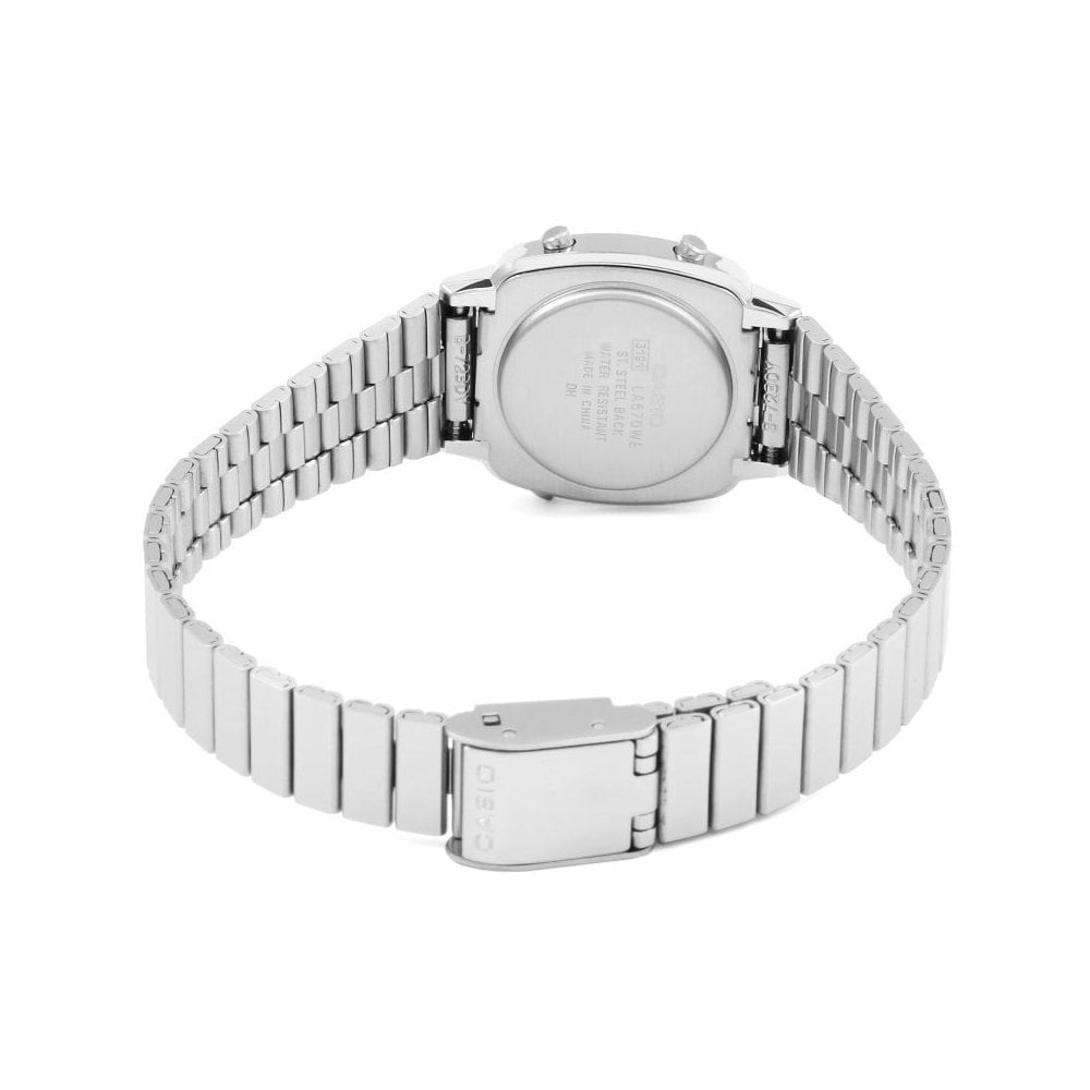 LADIES VINTAGE STAINLESS STEEL DIGITAL BRACELET WATCH