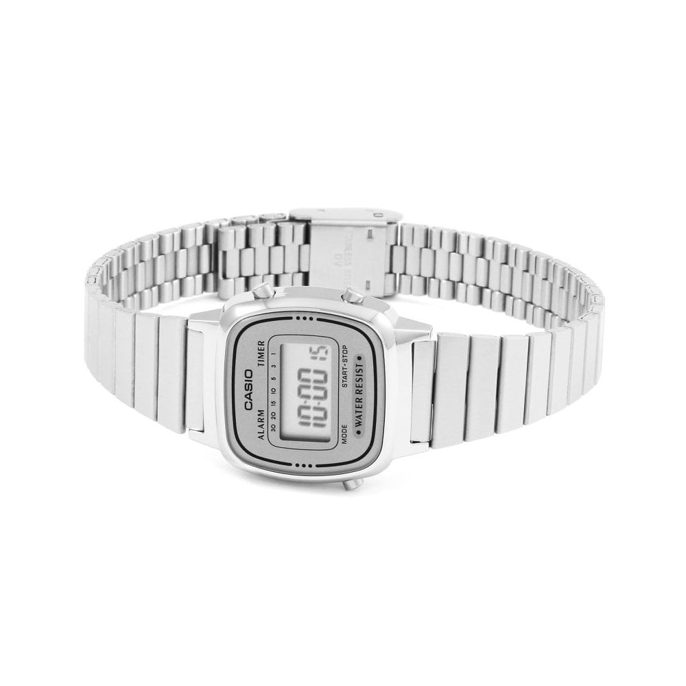 LADIES VINTAGE STAINLESS STEEL DIGITAL BRACELET WATCH