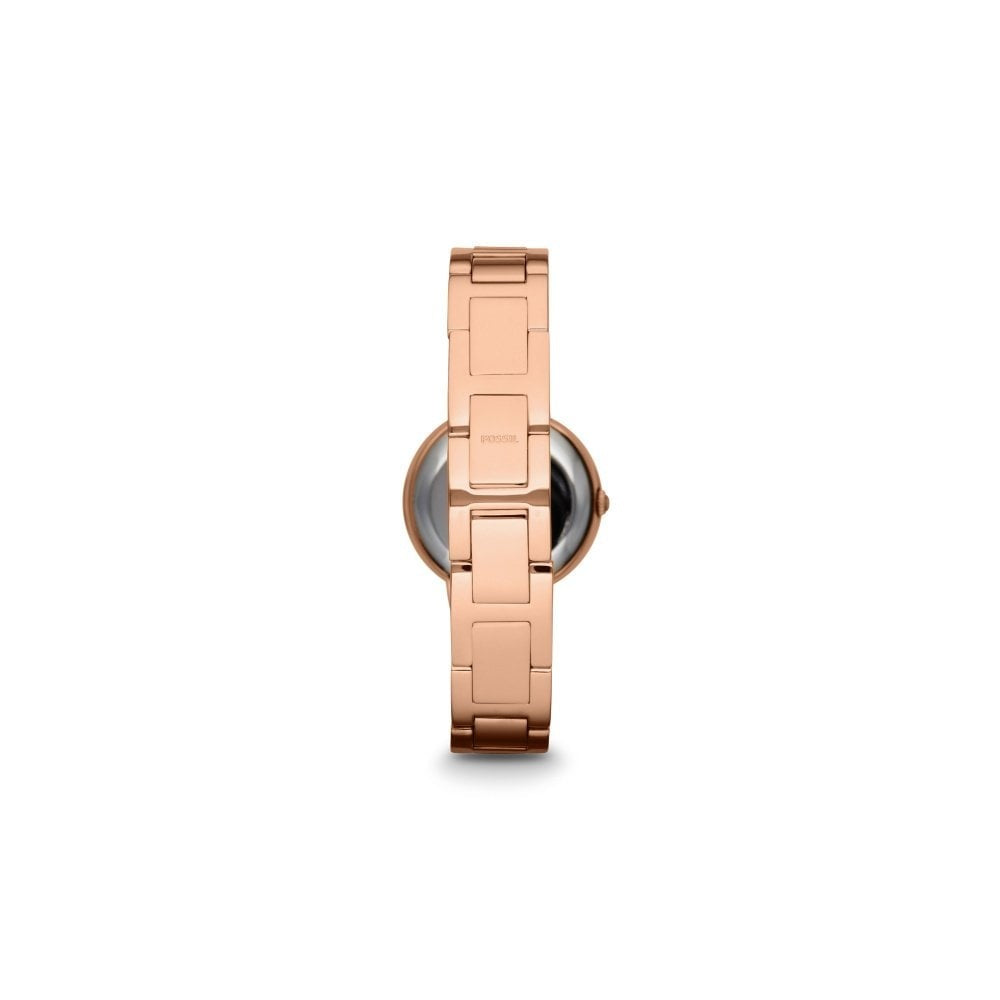 LADIES VIRGINIA ROSE GOLD STAINLESS STEEL BRACELET WATCH WITH CZ EMBELLISHMENT ON DIAL & ON BRACELET