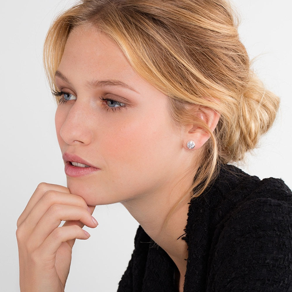 LARGE WHITE STONE EAR STUD EARRINGS