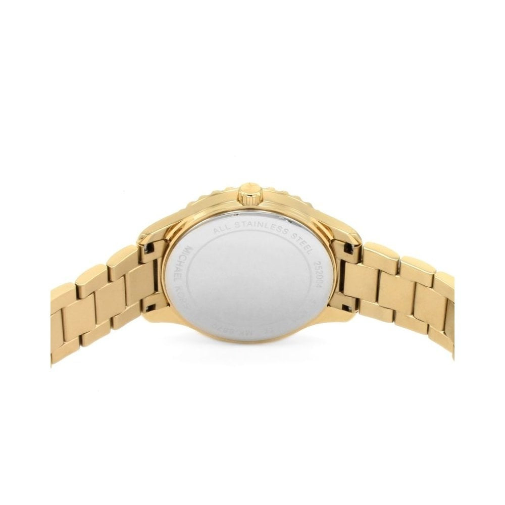 LAYTON GOLD STAINLESS STEEL BRACELET WATCH WITH WHITE DIAL & ZIRCONIA BEZEL