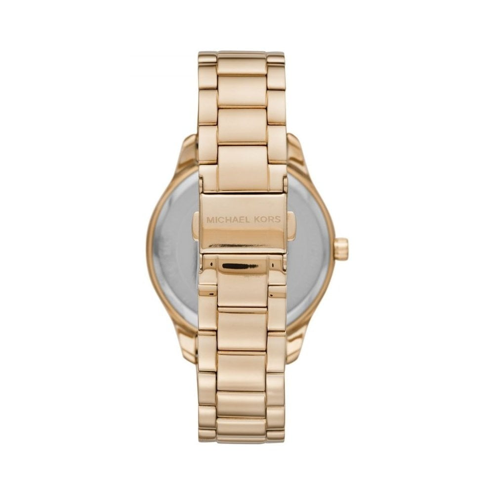 LAYTON GOLD STAINLESS STEEL BRACELET WATCH WITH WHITE DIAL & ZIRCONIA BEZEL