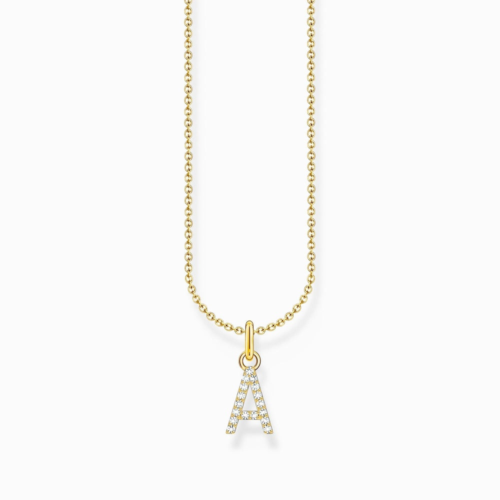 LETTER 'A' GOLD ON SIL PENDANT WITH WHITE ZIRCONIA