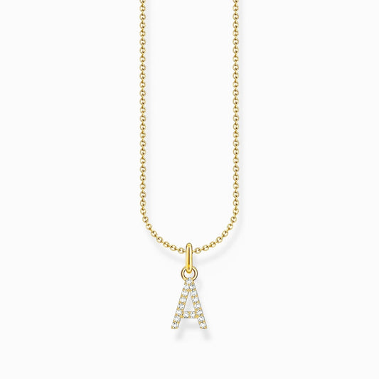 LETTER 'A' GOLD ON SIL PENDANT WITH WHITE ZIRCONIA