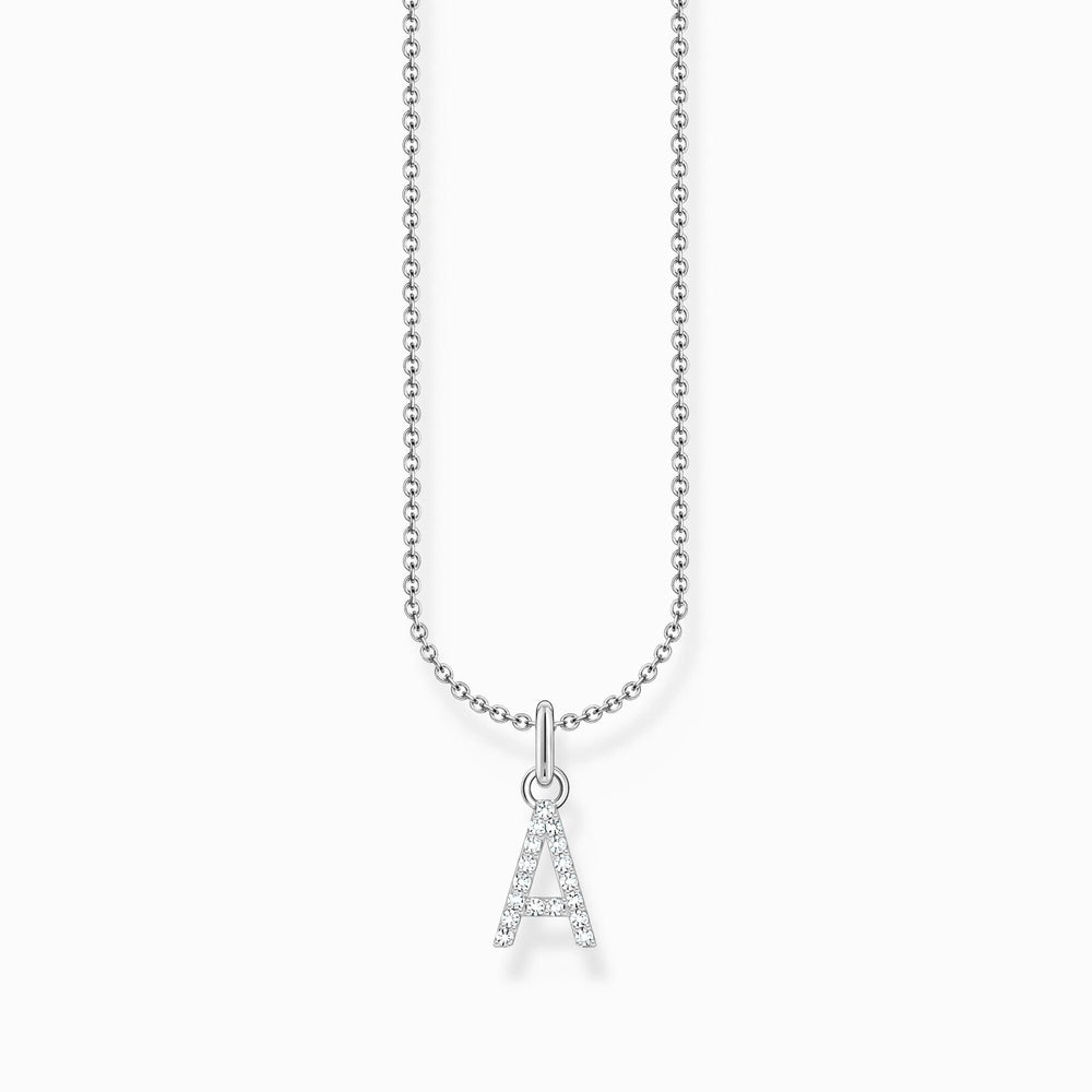 LETTER 'A' NECKLACE WITH WHITE ZIRCONIA