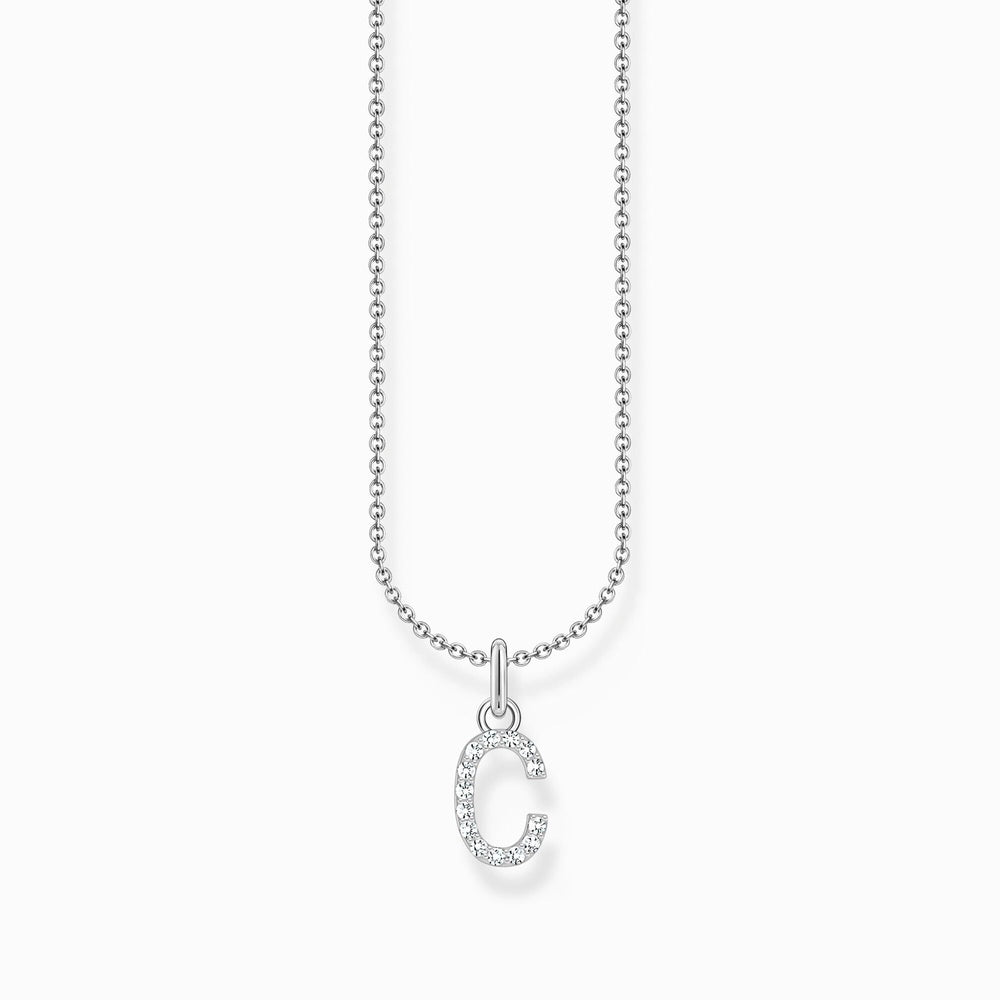 LETTER 'C' NECKLACE WITH WHITE ZIRCONIA