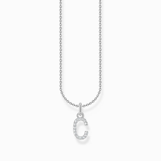 LETTER 'C' NECKLACE WITH WHITE ZIRCONIA