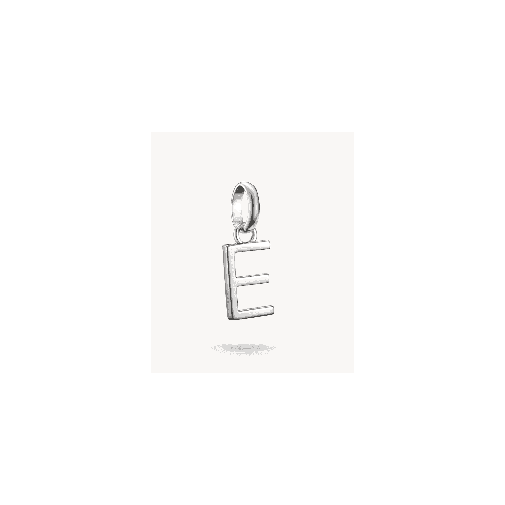 LETTER 'E' SILVER CONNECT CHARM