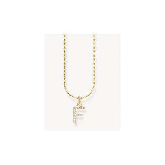 LETTER 'F' GOLD ON SIL PENDANT WITH WHITE ZIRCONIA