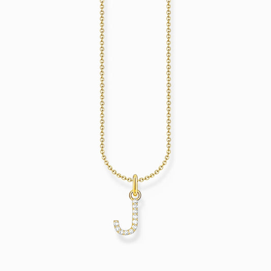 LETTER 'J' GOLD ON SIL PENDANT WITH WHITE ZIRCONIA