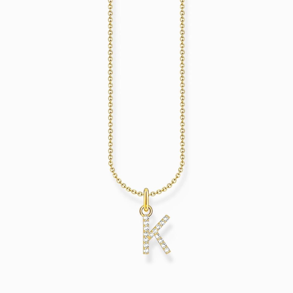 LETTER 'K' GOLD ON SIL PENDANT WITH WHITE ZIRCONIA