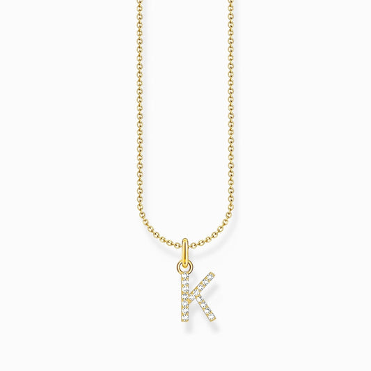 LETTER 'K' GOLD ON SIL PENDANT WITH WHITE ZIRCONIA
