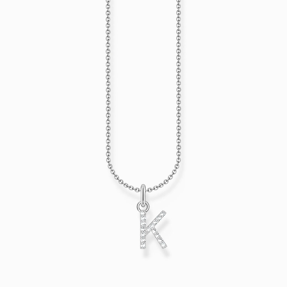 LETTER 'K' NECKLACE WITH WHITE ZIRCONIA