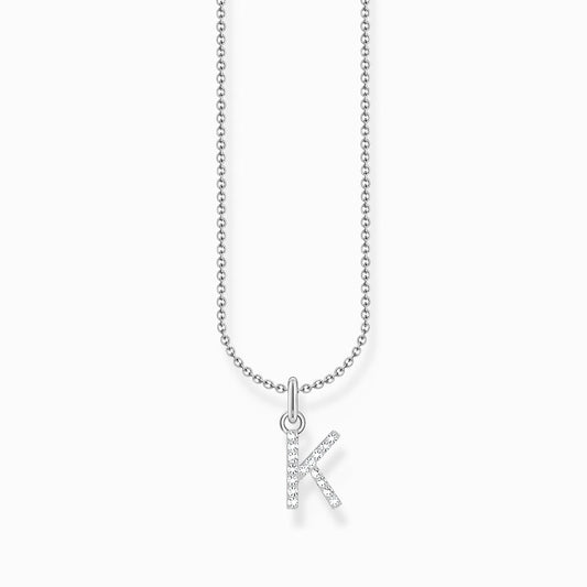 LETTER 'K' NECKLACE WITH WHITE ZIRCONIA