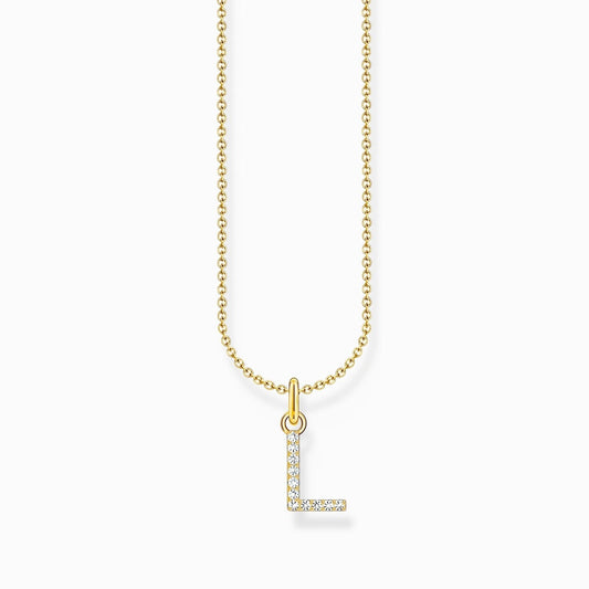LETTER 'L' GOLD ON SILVER PENDANT WITH WHITE ZIRCONIA