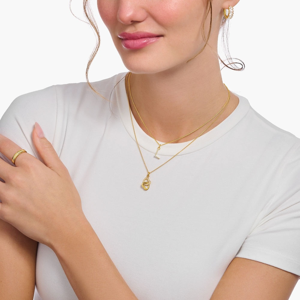 LETTER 'L' GOLD ON SILVER PENDANT WITH WHITE ZIRCONIA