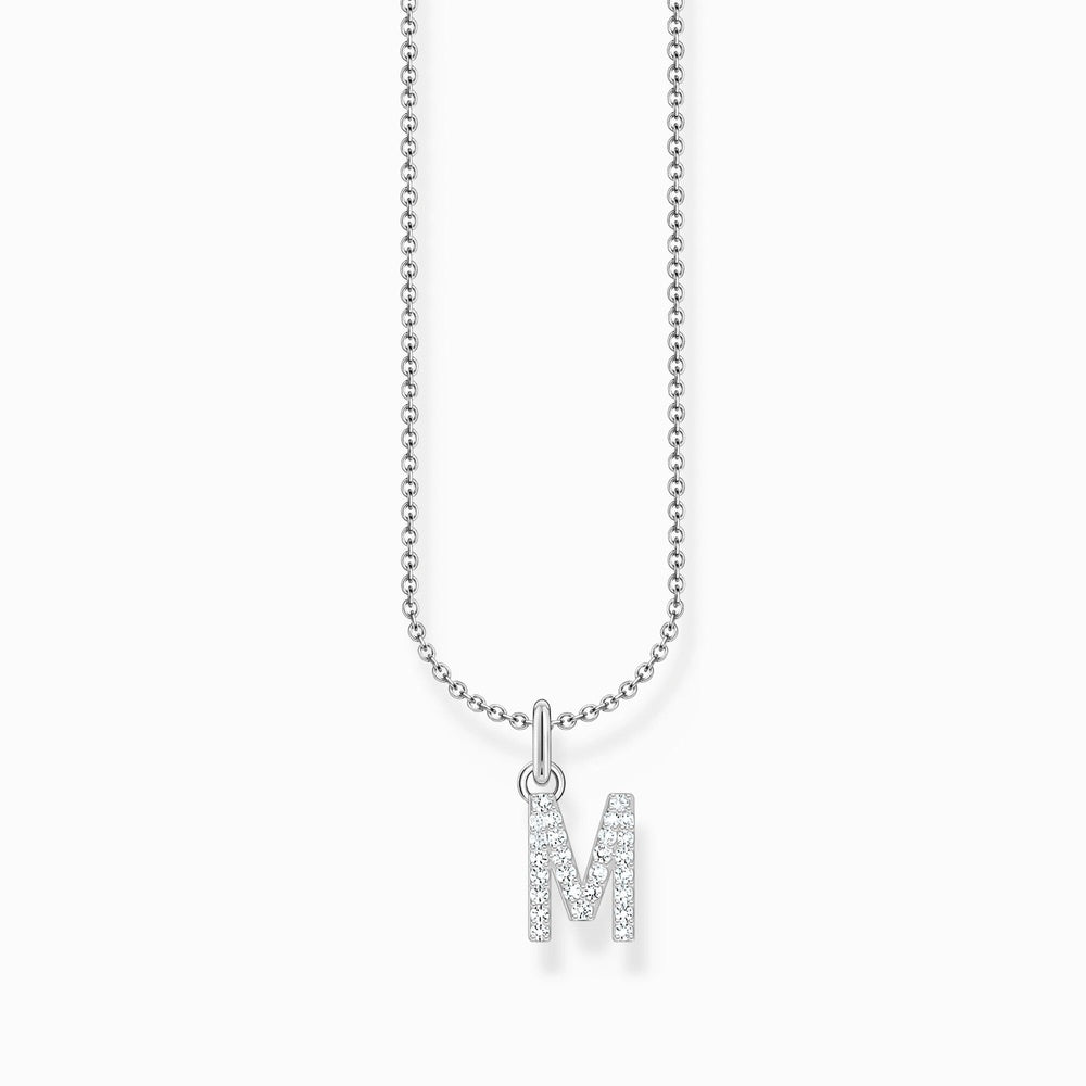 LETTER 'M' NECKLACE WITH WHITE ZIRCONIA