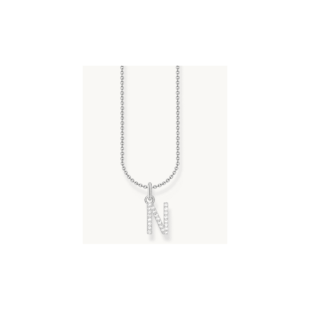 LETTER 'N' NECKLACE WITH WHITE ZIRCONIA