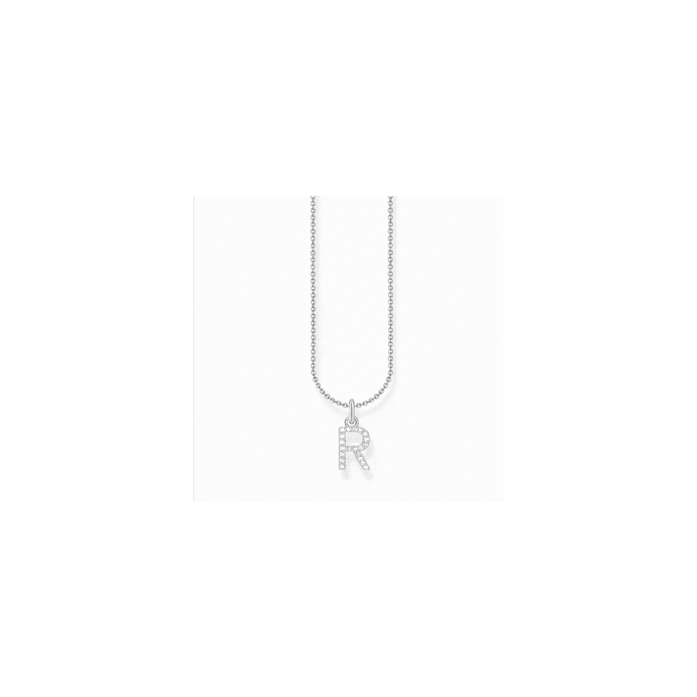 LETTER 'R' NECKLACE WITH WHITE ZIRCONIA