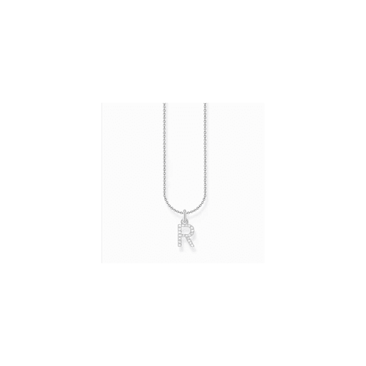 LETTER 'R' NECKLACE WITH WHITE ZIRCONIA