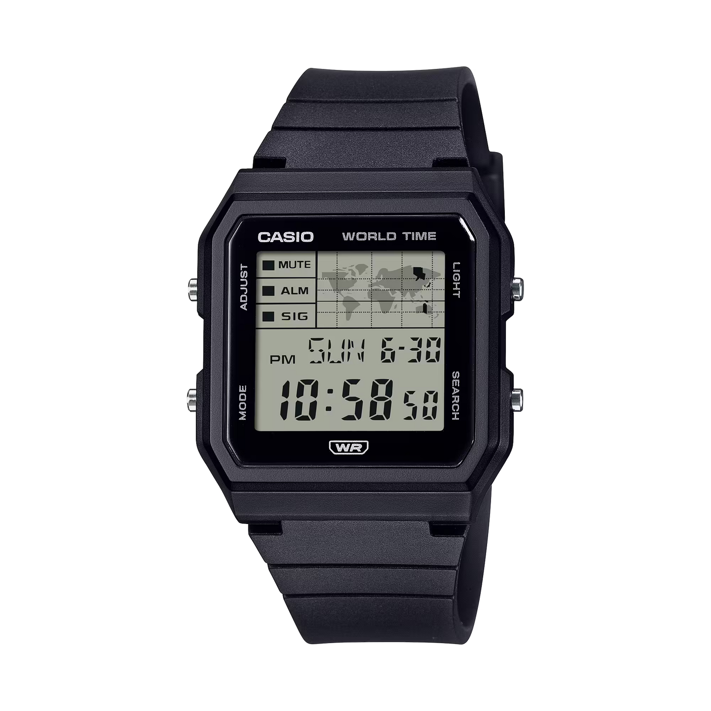 CASIO DIGITIAL WORLD TIME UNISEX BLACK RESIN WATCH