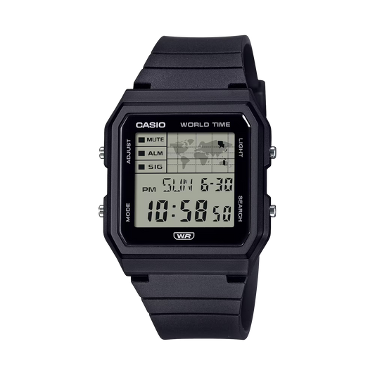 CASIO DIGITIAL WORLD TIME UNISEX BLACK RESIN WATCH