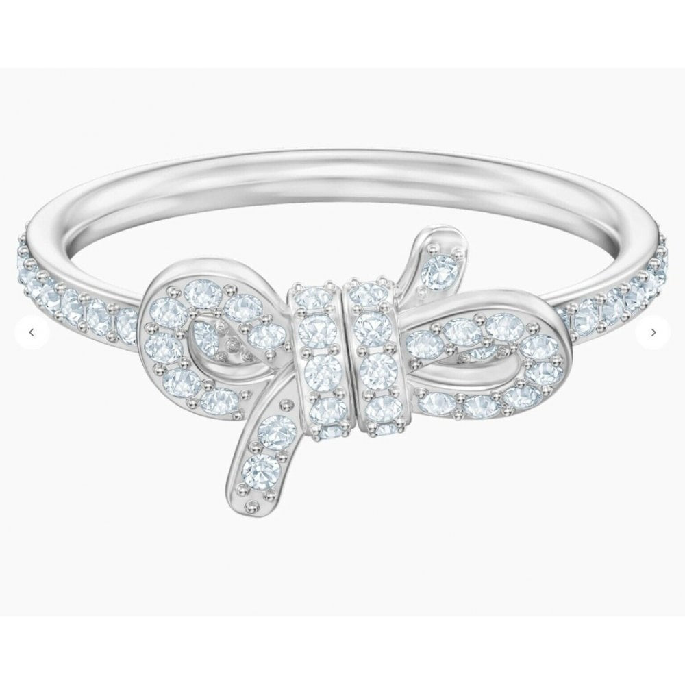 LIFELONG BOW RING, SMALL, WHITE, RHODIUM PLATED