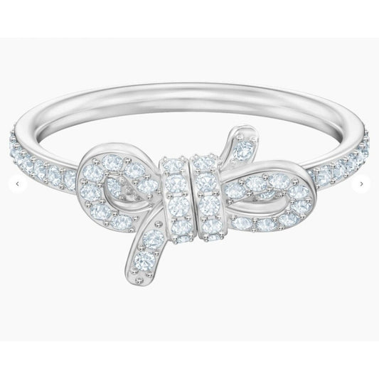 LIFELONG BOW RING, SMALL, WHITE, RHODIUM PLATED